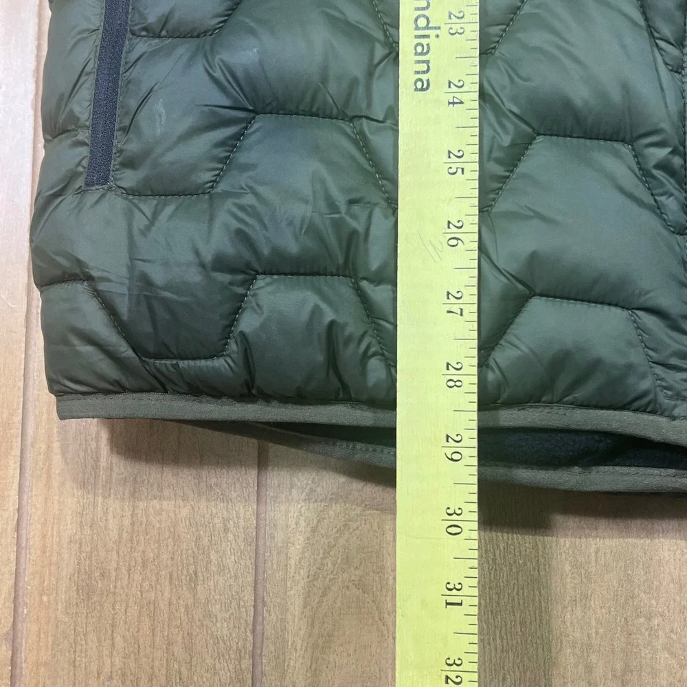 Asics Reversible Puffer Fleece Vest Mens Black Olive Green Full Zip Quilted XL